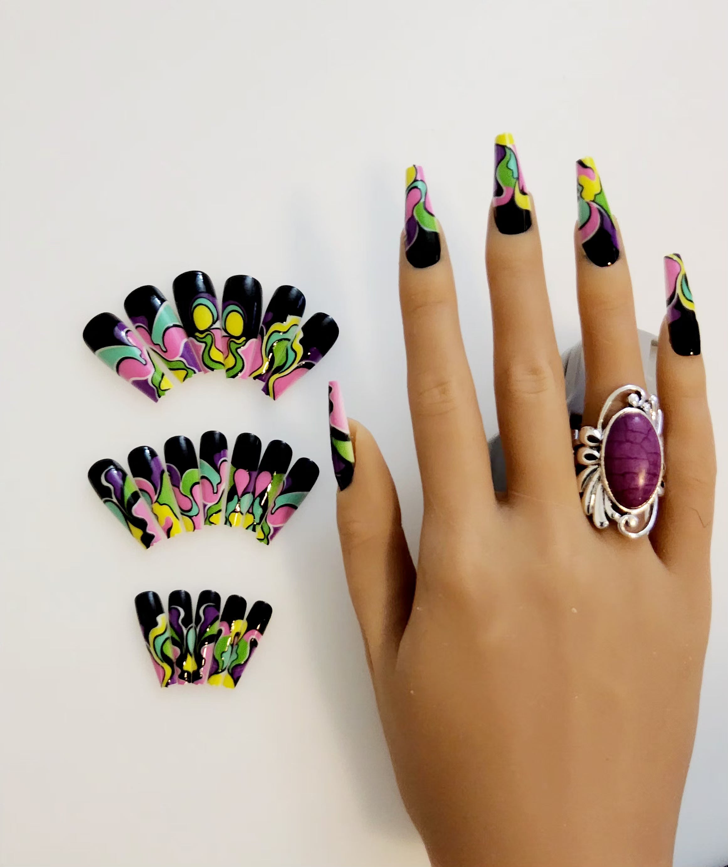 Non-Custom Colorful Press-ons 22-24 pcs