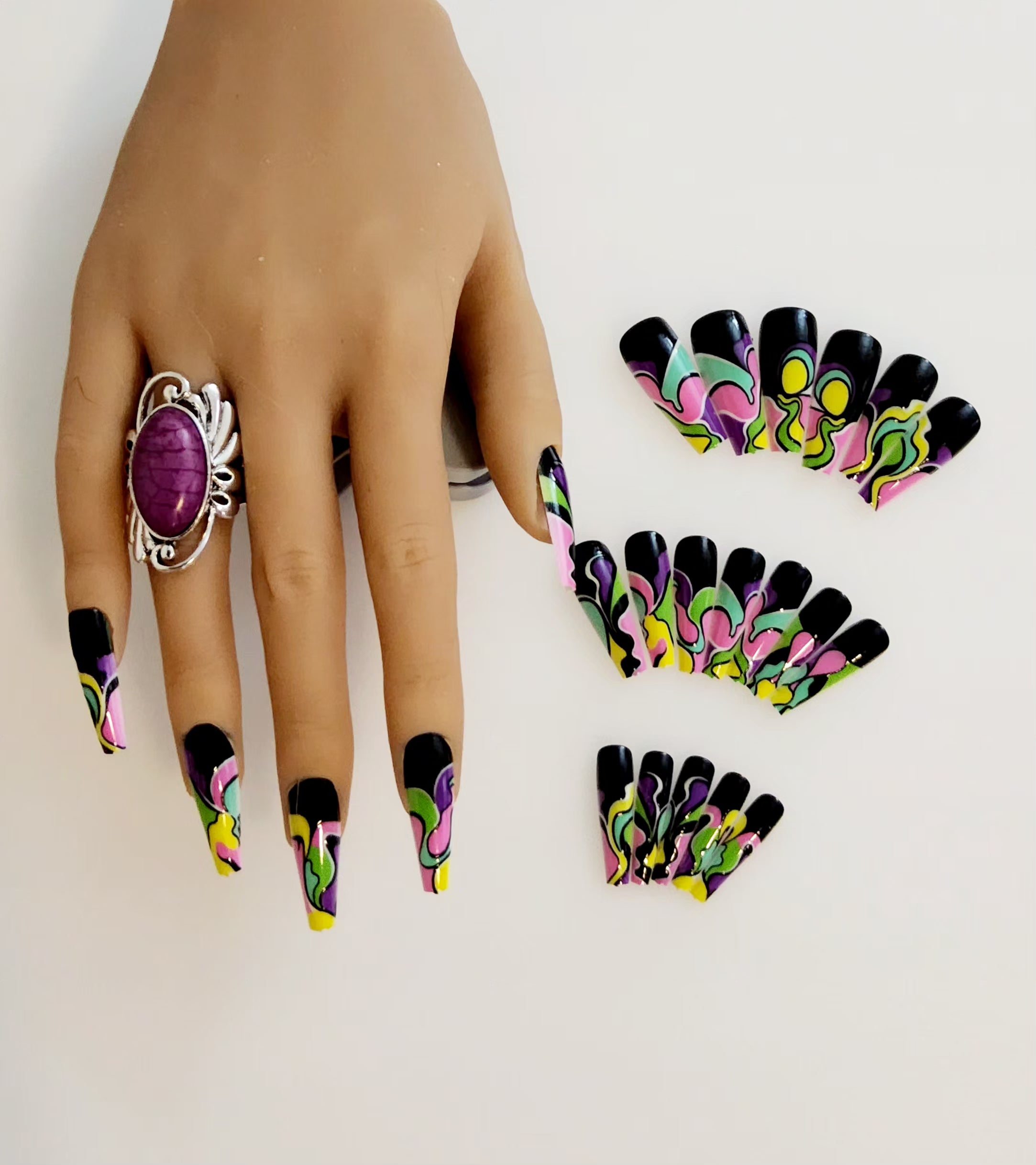 Non-Custom Colorful Press-ons 22-24 pcs