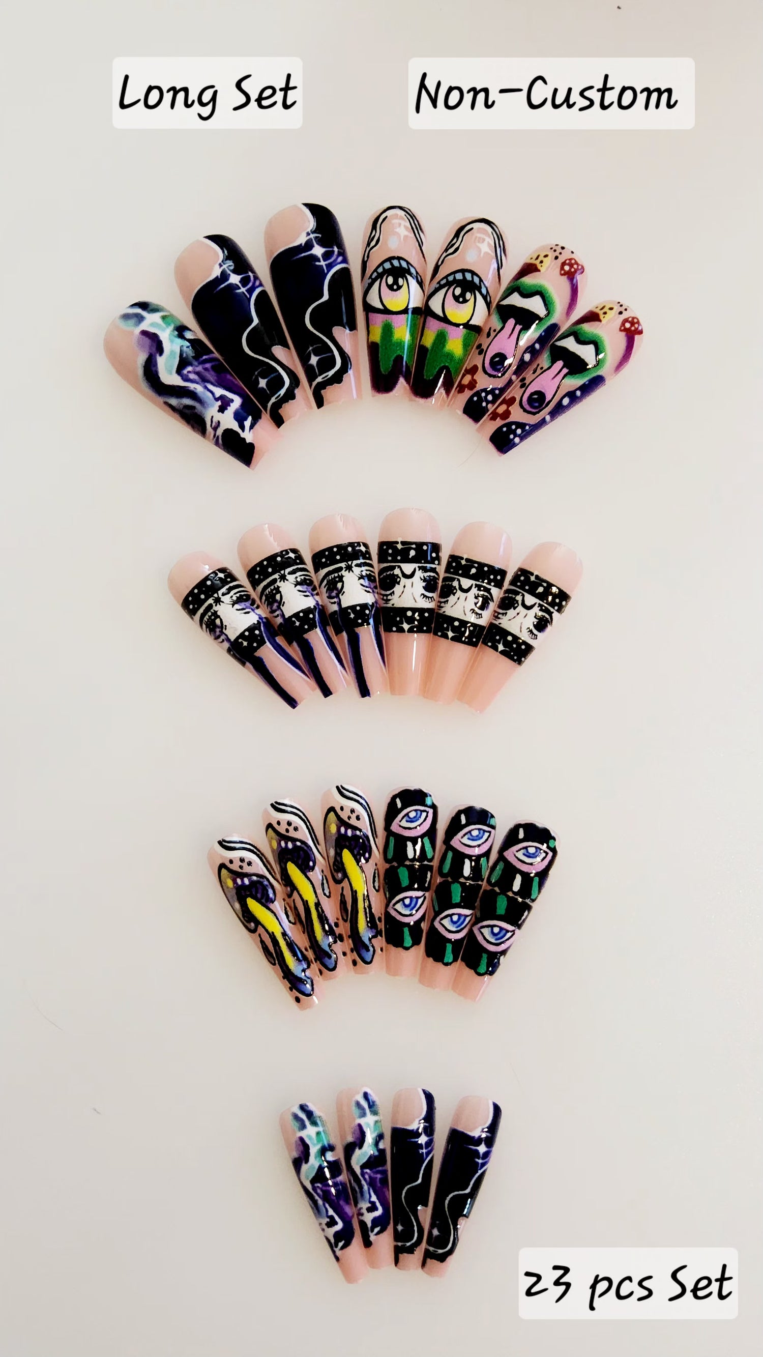 Non-Custom Colorful Press-ons 22-24 pcs