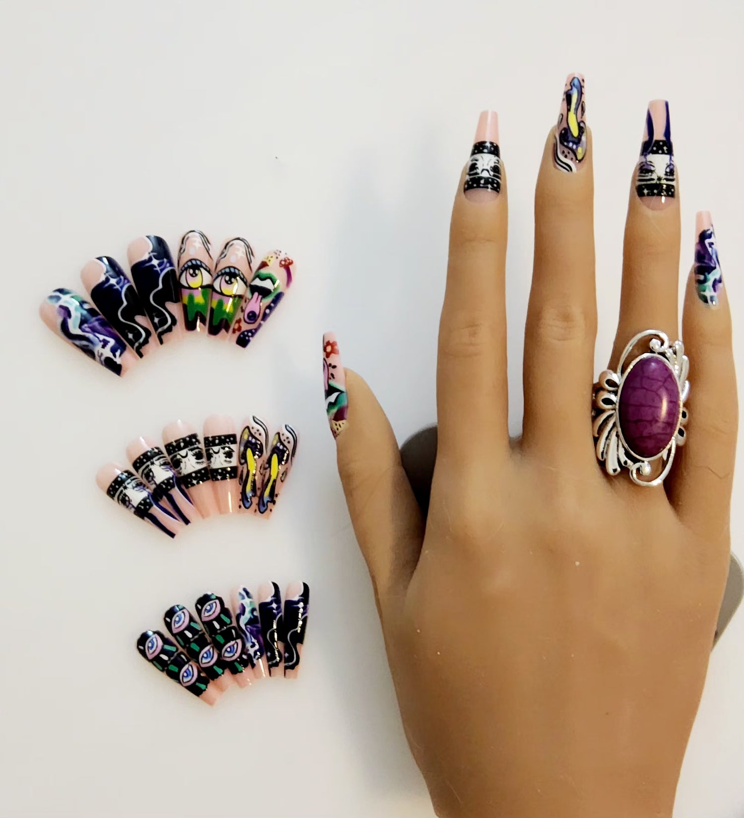 Non-Custom Colorful Press-ons 22-24 pcs