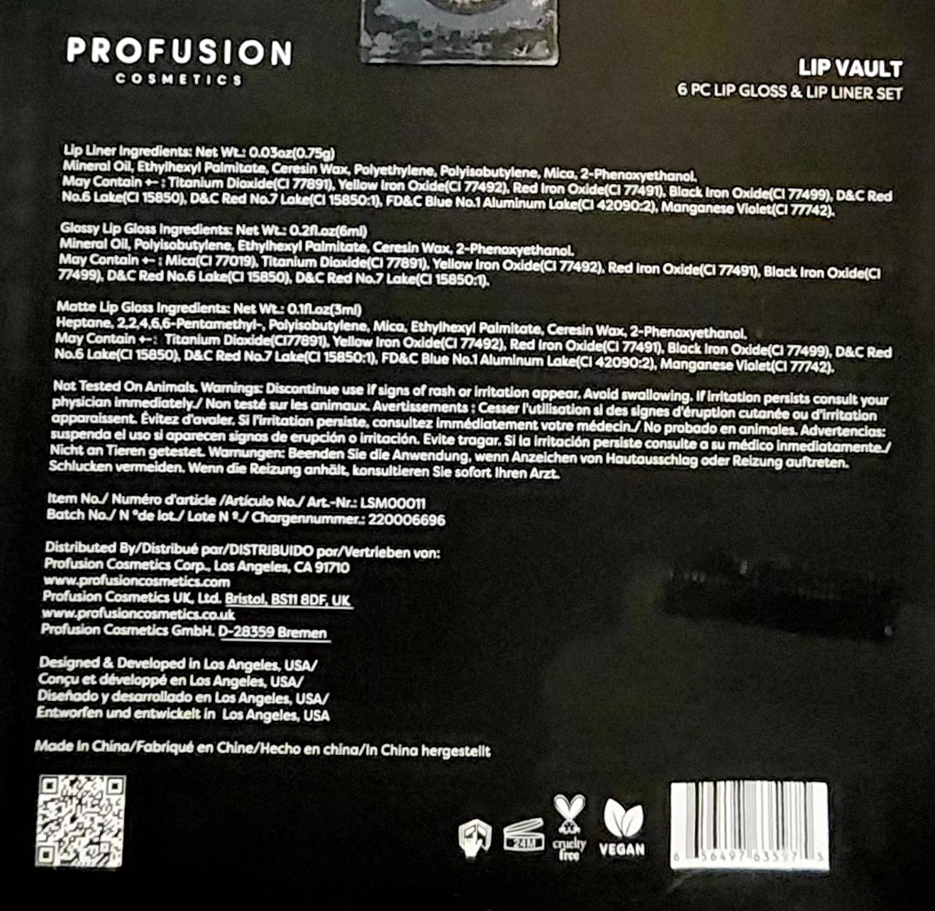 PROFUSION Lip Vault 6 pcs Lip Gloss and Lip Liner