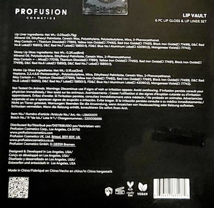 PROFUSION Lip Vault 6 pcs Lip Gloss and Lip Liner