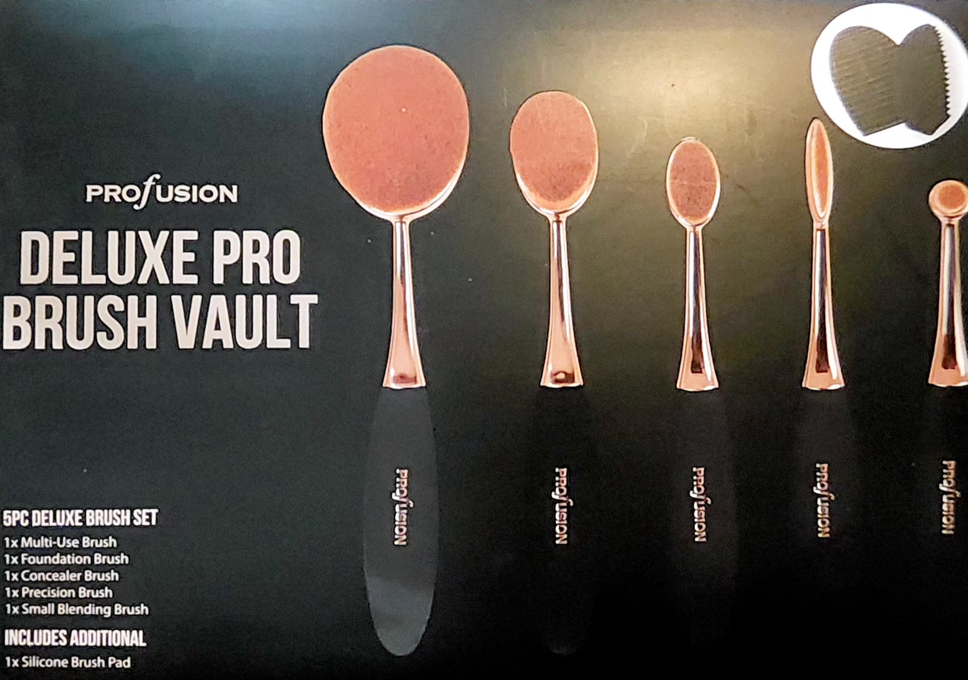 PROFUSION Deluxe Pro Brush Vault 5 pcs Set with Bonus Silicone Brush Pad
