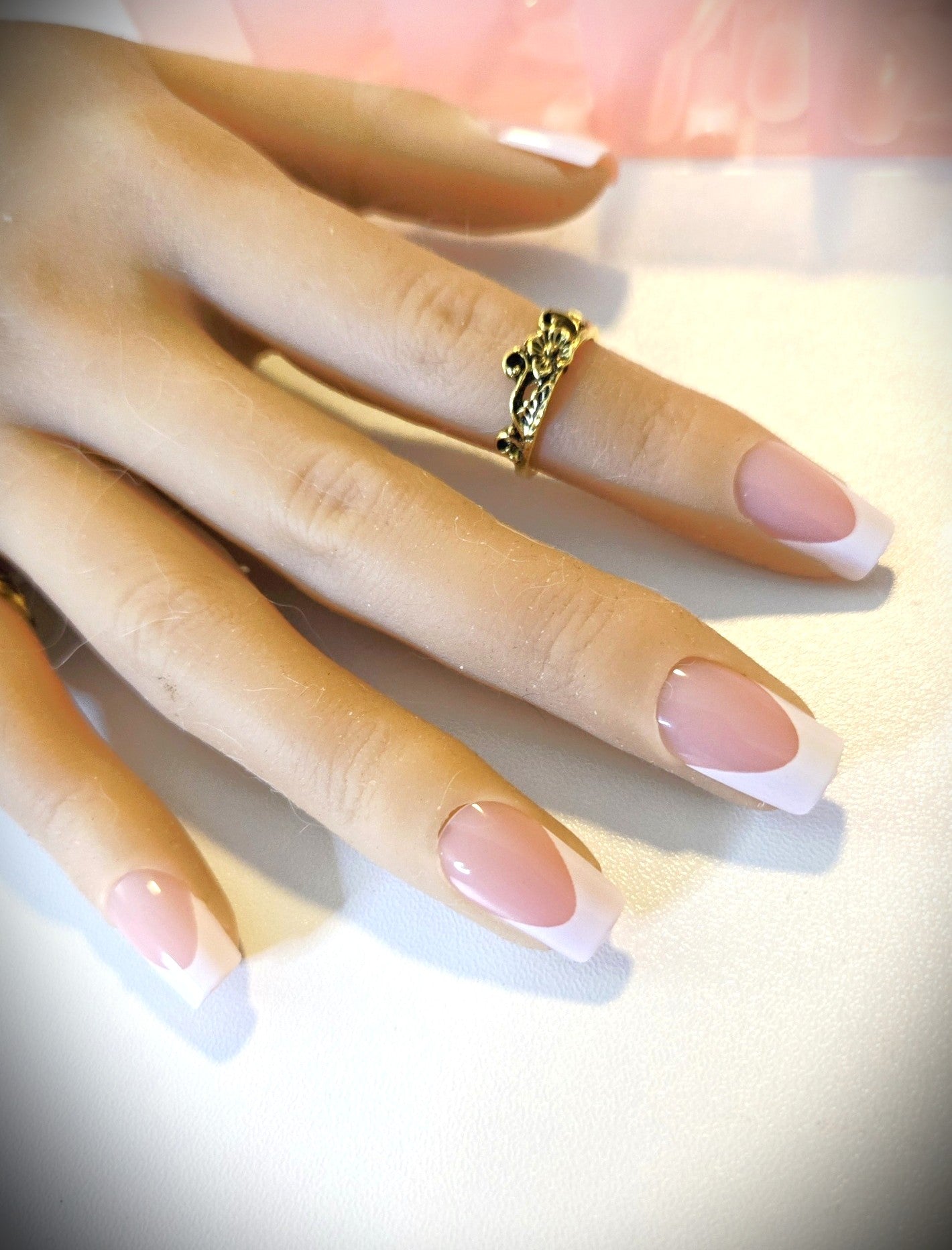 Non-Custom French and Ombre Press-Ons, White and Pink, Sets 20-24pcs