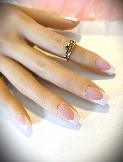 Non-Custom French and Ombre Press-Ons, White and Pink, Sets 20-24pcs