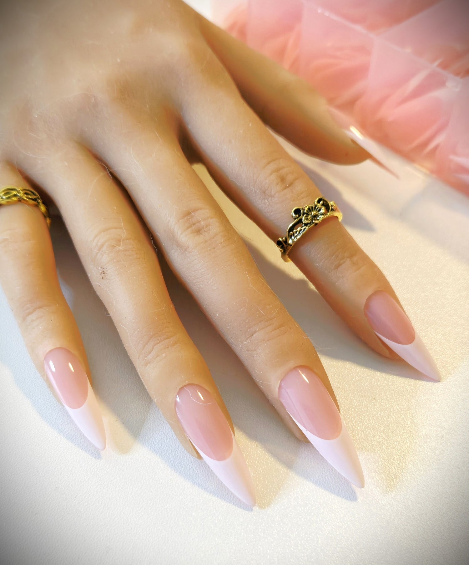 Non-Custom French and Ombre Press-Ons, White and Pink, Sets 20-24pcs