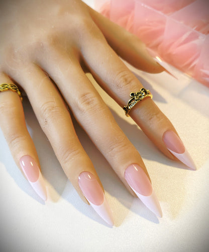 Non-Custom French and Ombre Press-Ons, White and Pink, Sets 20-24pcs