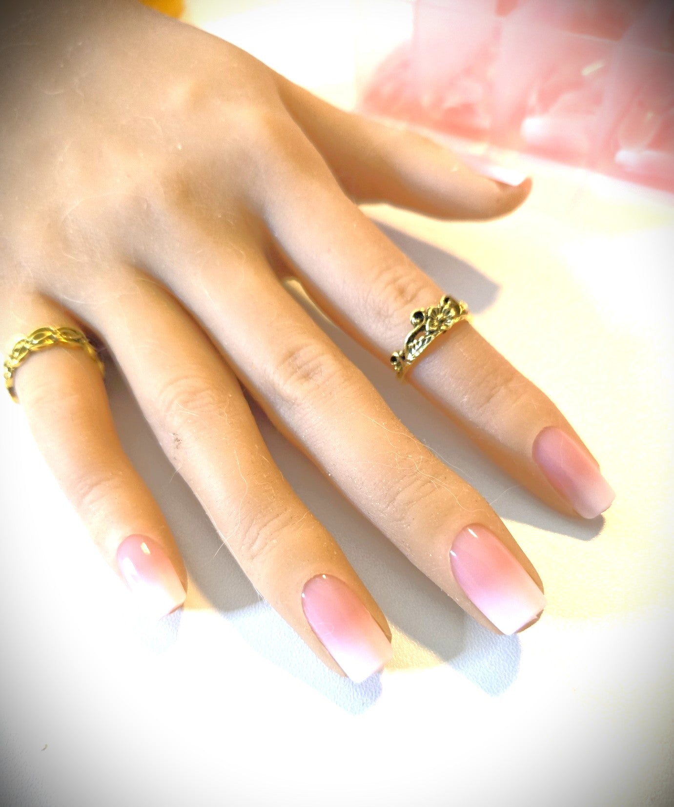 Non-Custom French and Ombre Press-Ons, White and Pink, Sets 20-24pcs