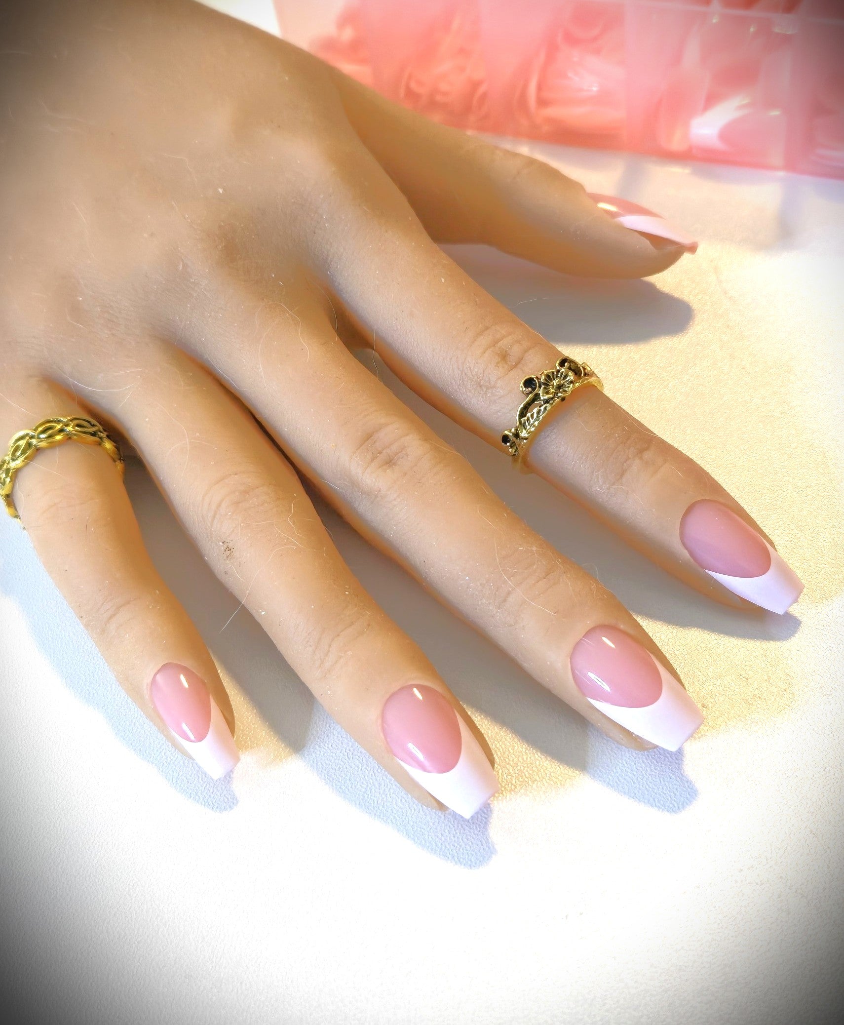 Non-Custom French and Ombre Press-Ons, White and Pink, Sets 20-24pcs