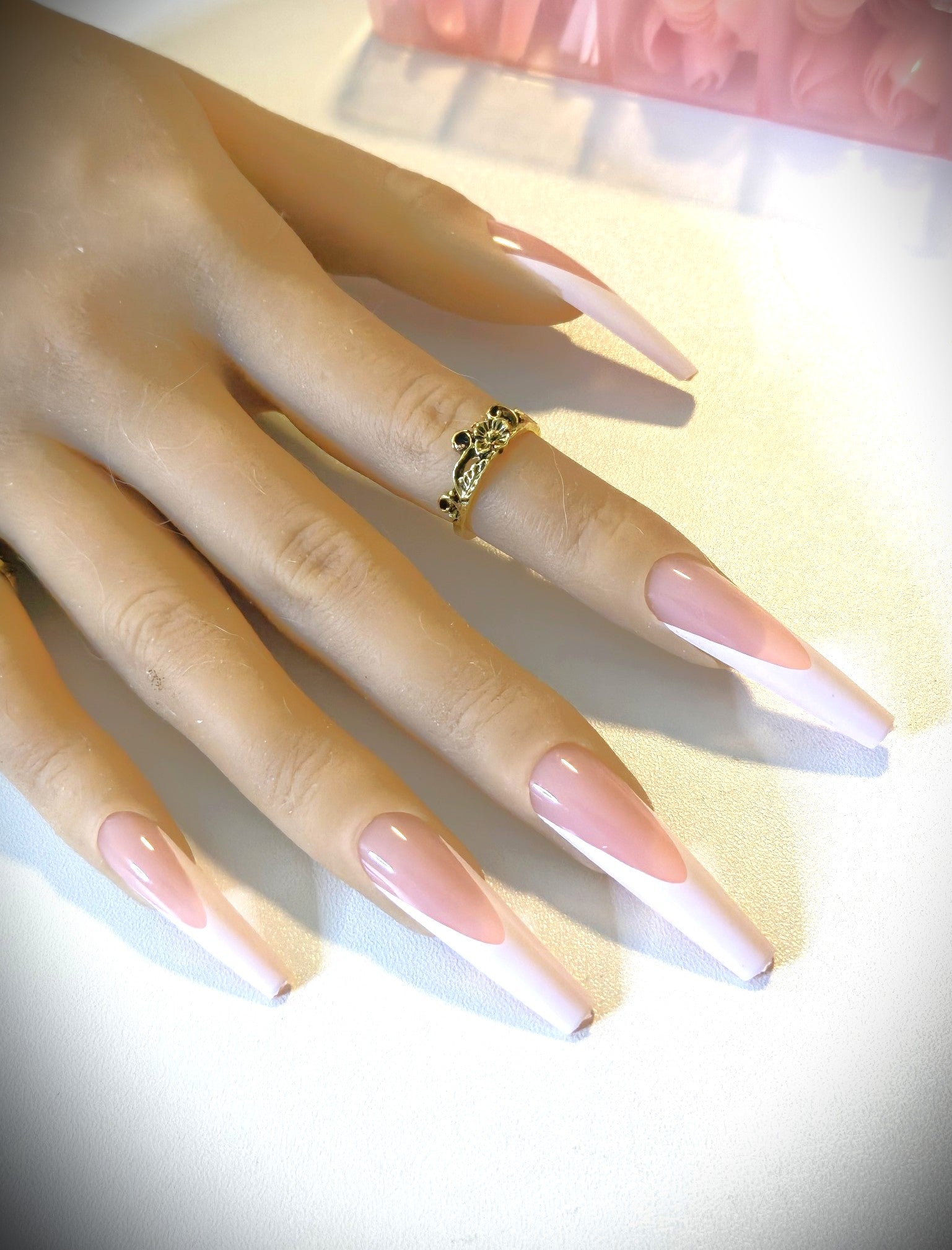 Non-Custom French and Ombre Press-Ons, White and Pink, Sets 20-24pcs