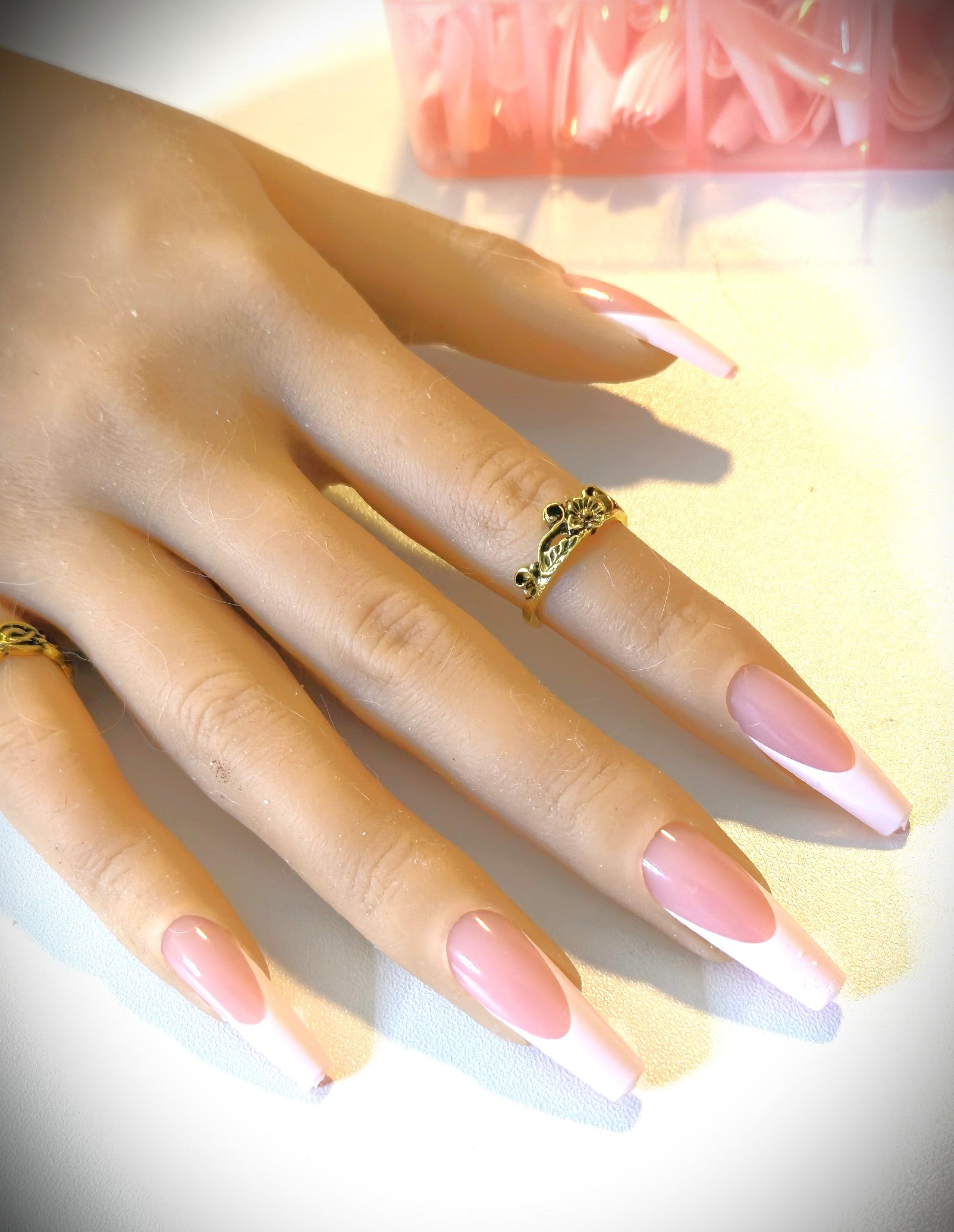 Non-Custom French and Ombre Press-Ons, White and Pink, Sets 20-24pcs