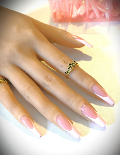 Non-Custom French and Ombre Press-Ons, White and Pink, Sets 20-24pcs