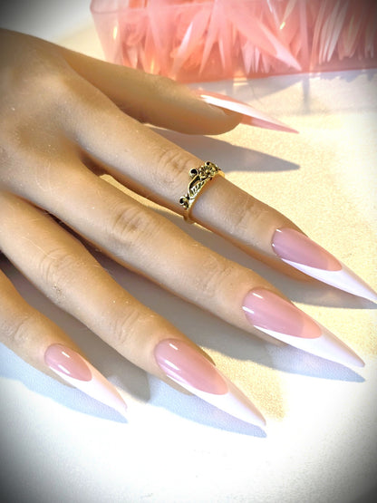 Non-Custom French and Ombre Press-Ons, White and Pink, Sets 20-24pcs