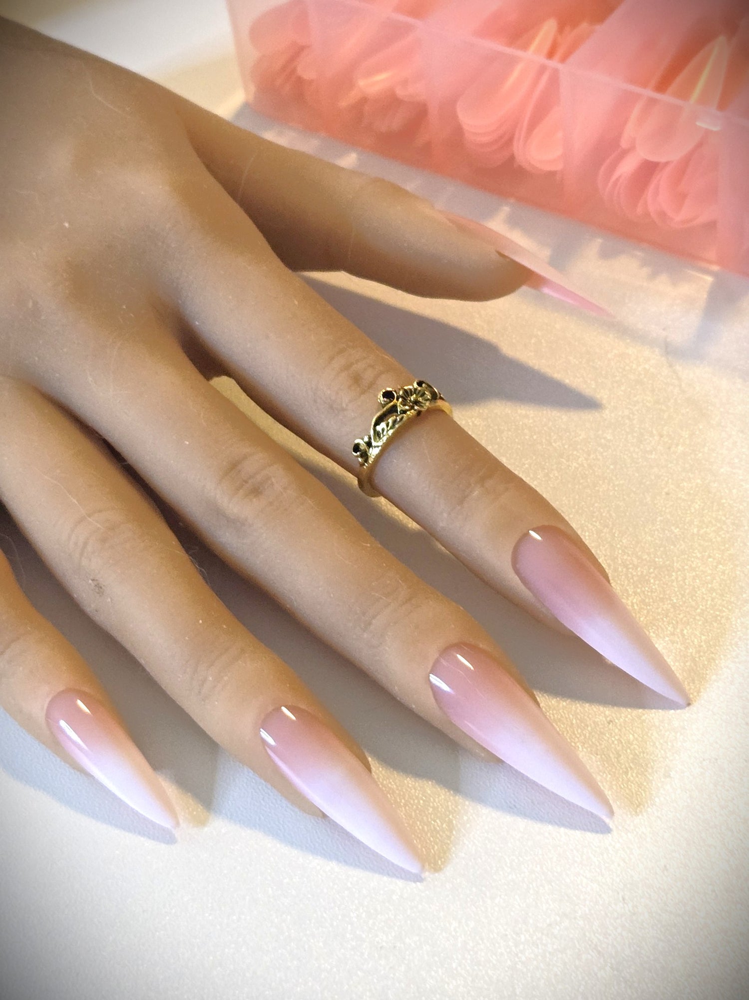 Non-Custom French and Ombre Press-Ons, White and Pink, Sets 20-24pcs