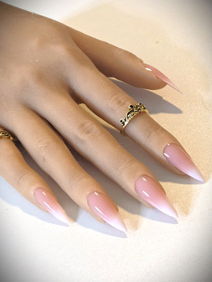 Non-Custom French and Ombre Press-Ons, White and Pink, Sets 20-24pcs