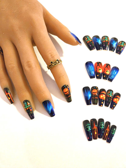 Halloween Variety Press-On Nails – 20–24 Piece Set
