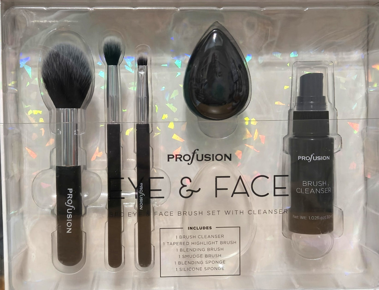 Profusion Cosmetics White Crystals 6 Piece Brush and Cleanser Set
