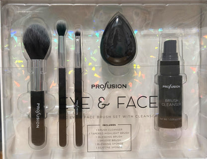 Profusion Cosmetics White Crystals 6 Piece Brush and Cleanser Set