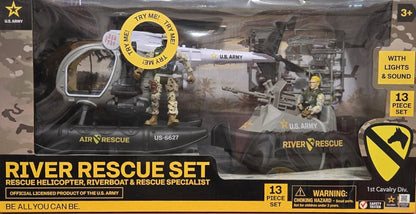 U.S. Army River Rescue Set Helicopter, Riverboat &amp; Rescue Specialist 13-pieces