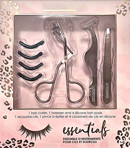 Manna Kadar Rose Gold Lash Essentials Kit with eyelash curler, tweezers and lash applicator