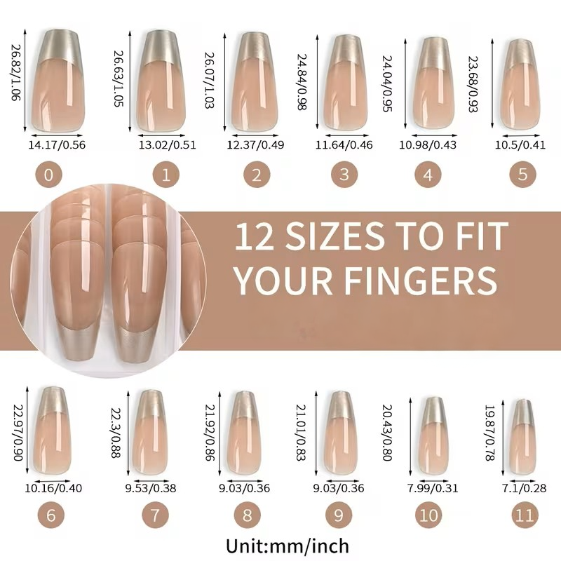 Med Ballet Chrome Nude Pink French Press-on Nail Set 20 - 24 pieces