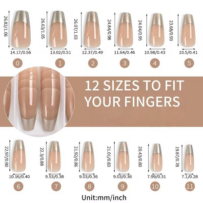 Med Ballet Chrome Nude Pink French Press-on Nail Set 20 - 24 pieces