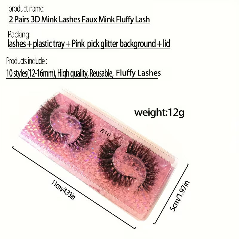 3D Faux Mink Lashes Soft &amp; Reusable, Natural &amp; Dramatic Looks, Eyelashes 10 Styles