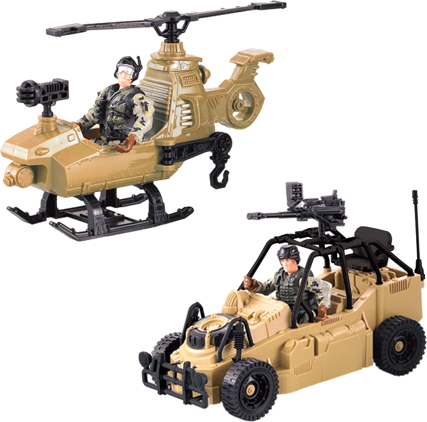 United States Army Rescue Force Soldier Toys &amp; Military Vehicles - Helicopter &amp; Desert Car, Artillery, Gear &amp; Action Figure Playset, 3+ by Brooklyn Lollipops Import Corp | Toys &amp; Games