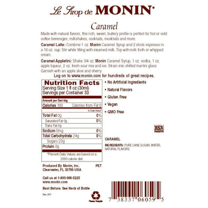 Monin - Caramel Syrup, Rich &amp; Buttery 750ml