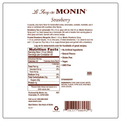 Monin - Strawberry Syrup Mild &amp; Sweet 750ml