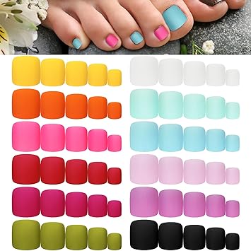 Matte Color Toe Press-Ons 20-24 Pieces