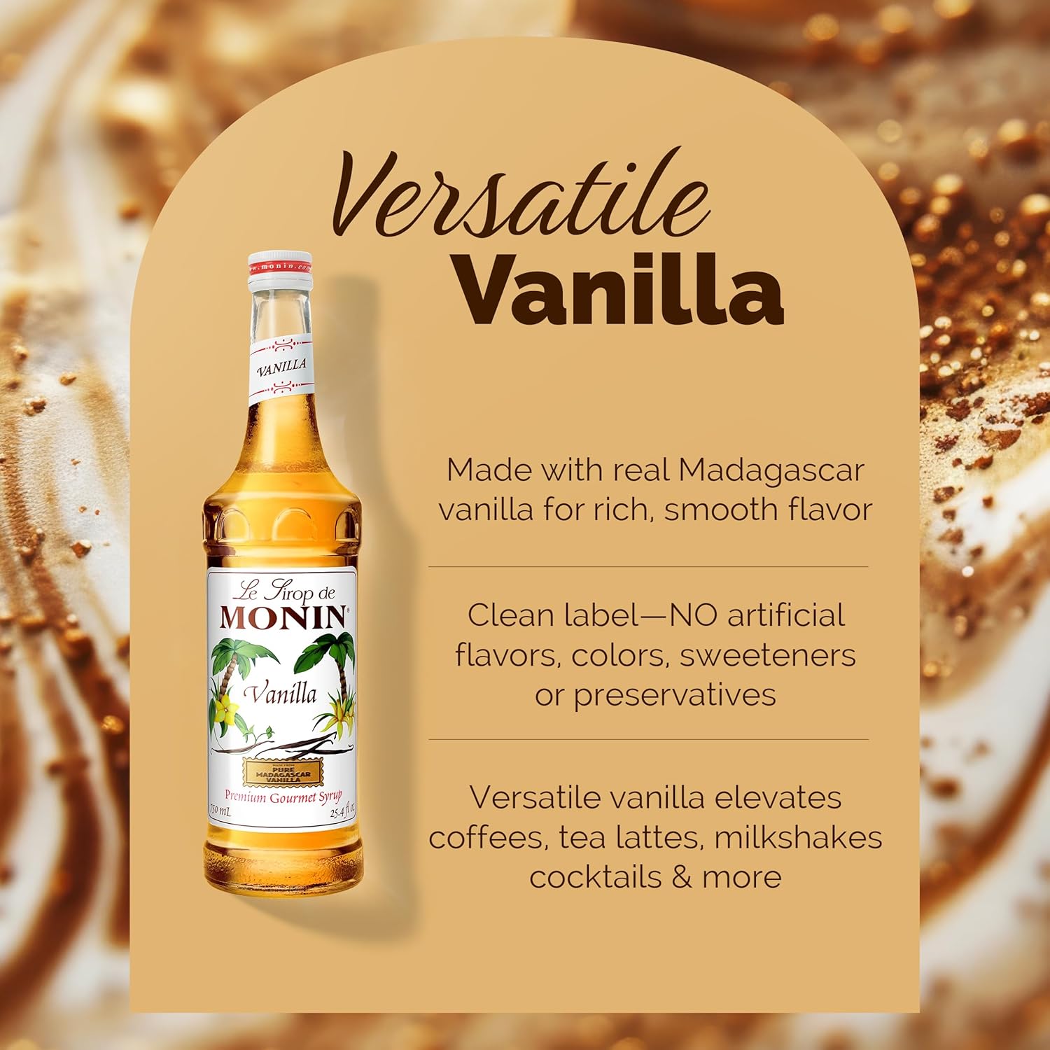 Monin - Vanilla Syrup, Versatile Flavor, 750 ml