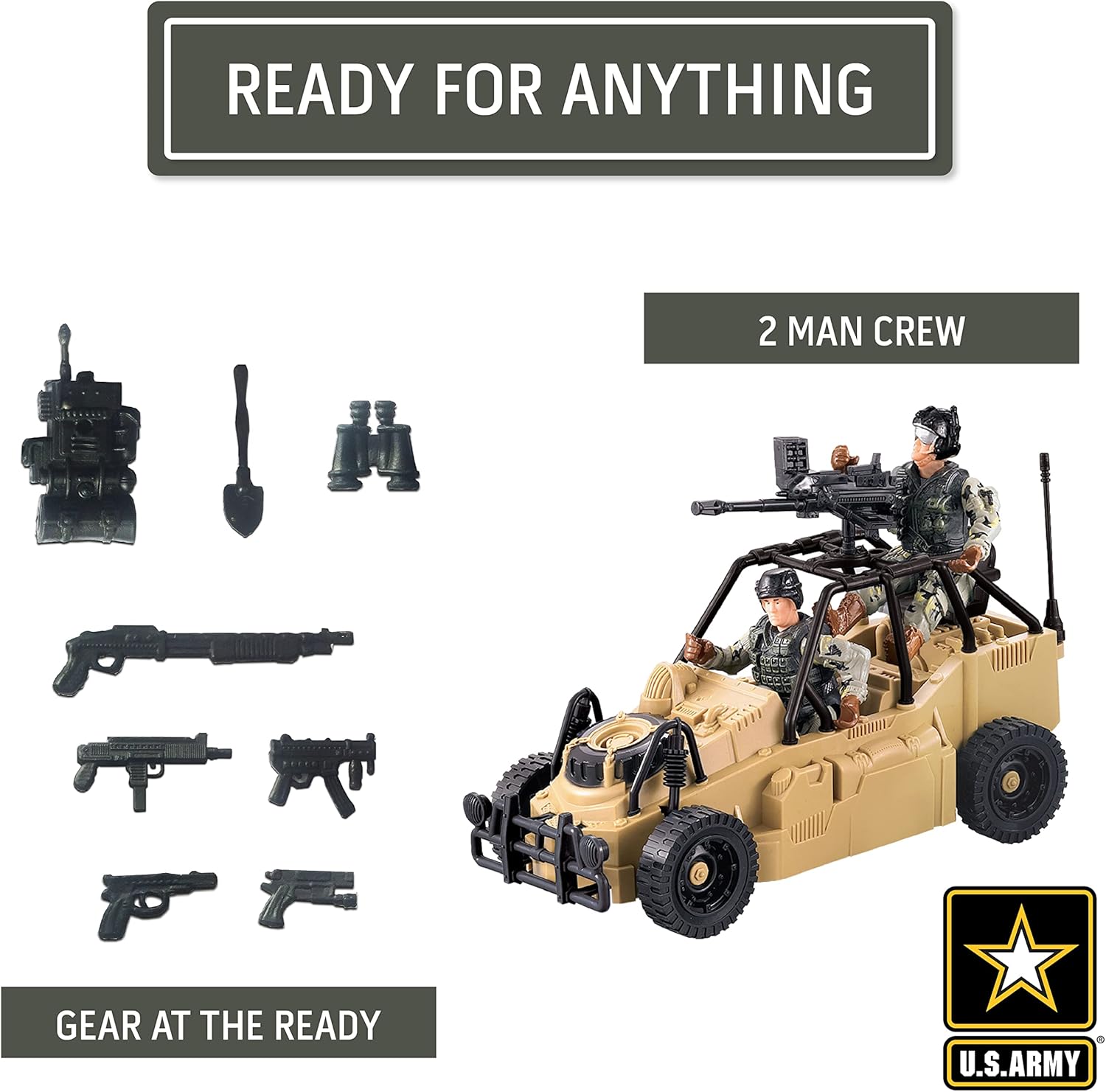 United States Army Rescue Force Soldier Toys &amp; Military Vehicles - Helicopter &amp; Desert Car, Artillery, Gear &amp; Action Figure Playset, 3+ by Brooklyn Lollipops Import Corp | Toys &amp; Games