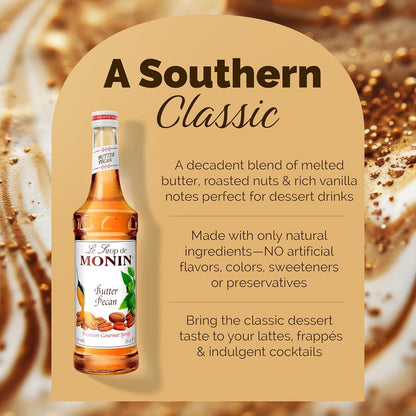 Monin - Butter Pecan Syrup for Coffee, Shakes &amp; Cocktail 750ml