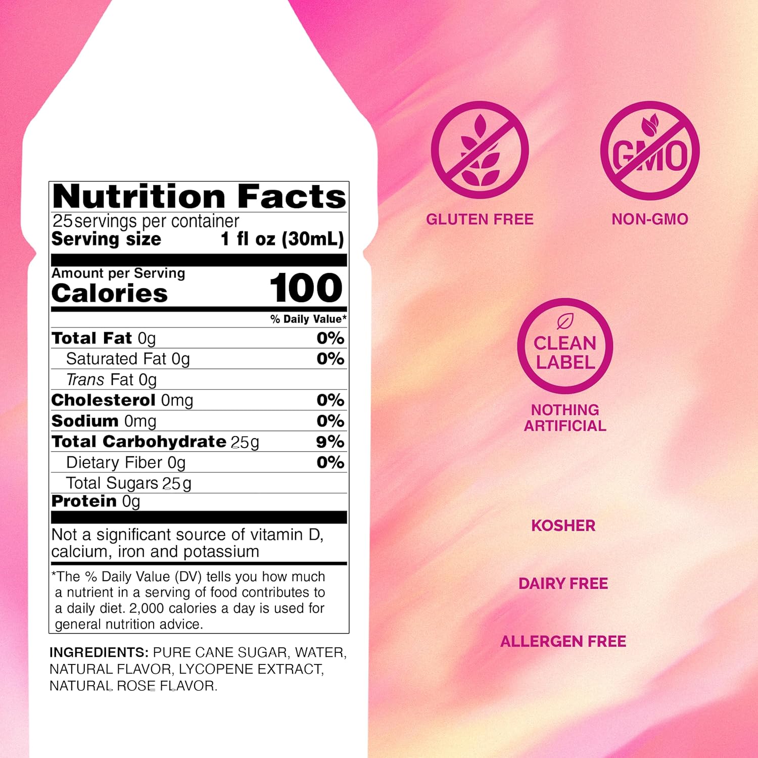 Monin - Rose Syrup, Gluten-Free, Non-GMO 750ml