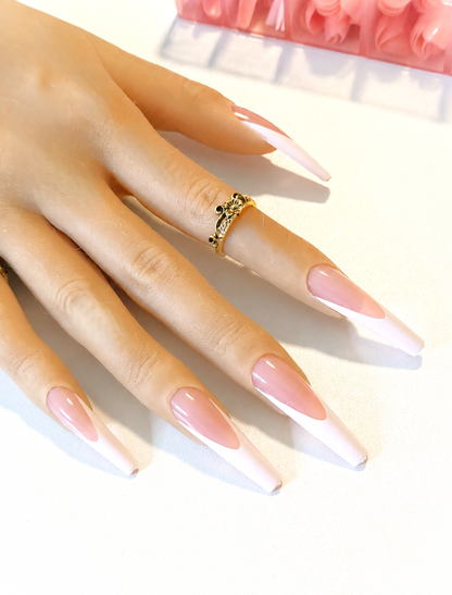 French and Ombre Gel Press-Ons, White and Pink, Sets 20-24pcs