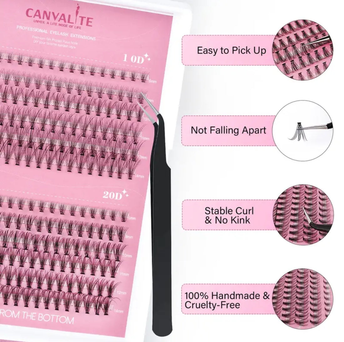 CANVALITE  10D &amp; 20D Black Cluster Eyelashes