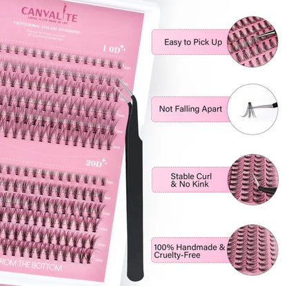 CANVALITE  10D &amp; 20D Black Cluster Eyelashes