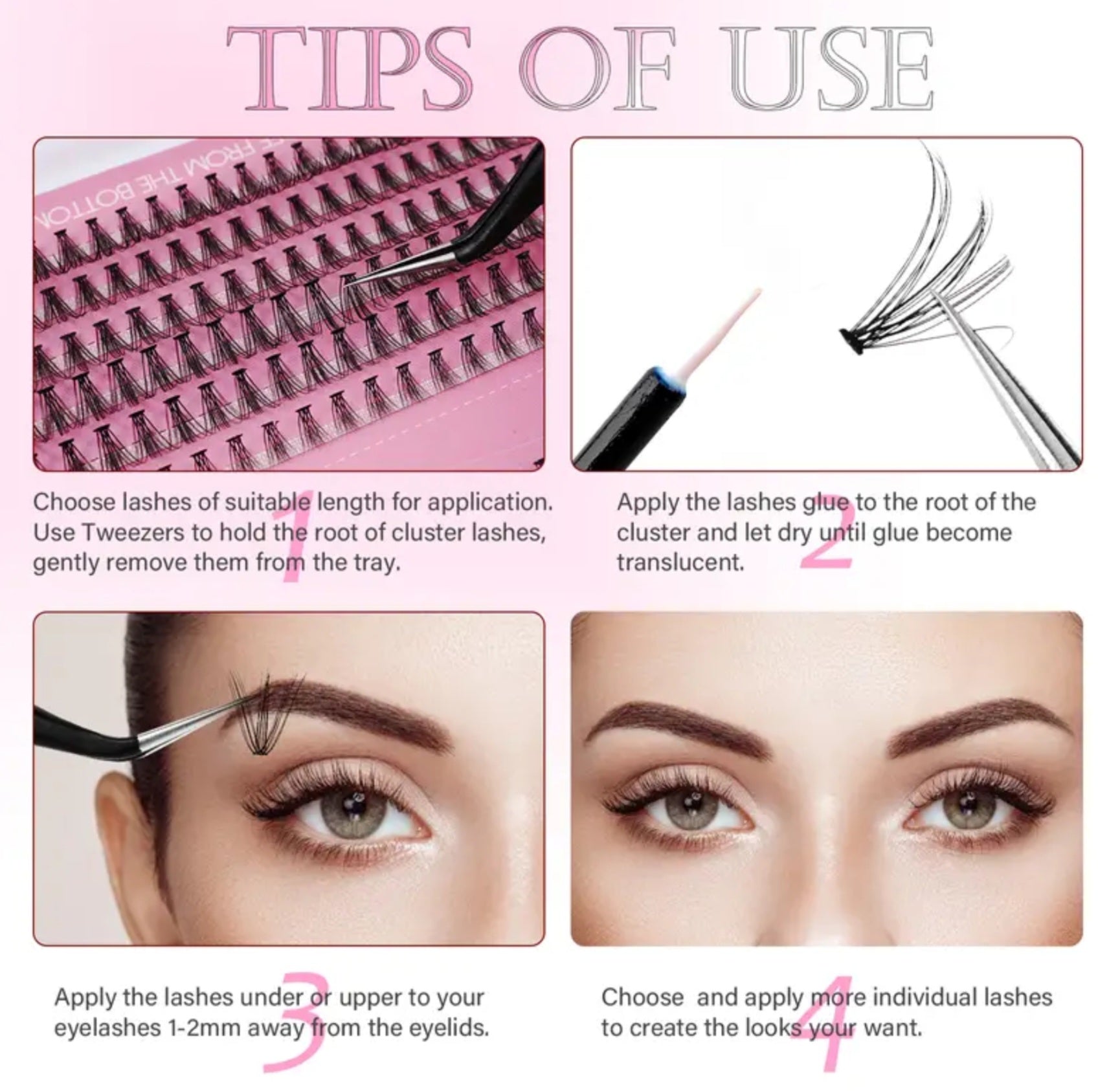 CANVALITE  10D &amp; 20D Black Cluster Eyelashes