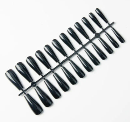 Black &amp; Green Square Coffin Press-On Nails – 24-Piece Set