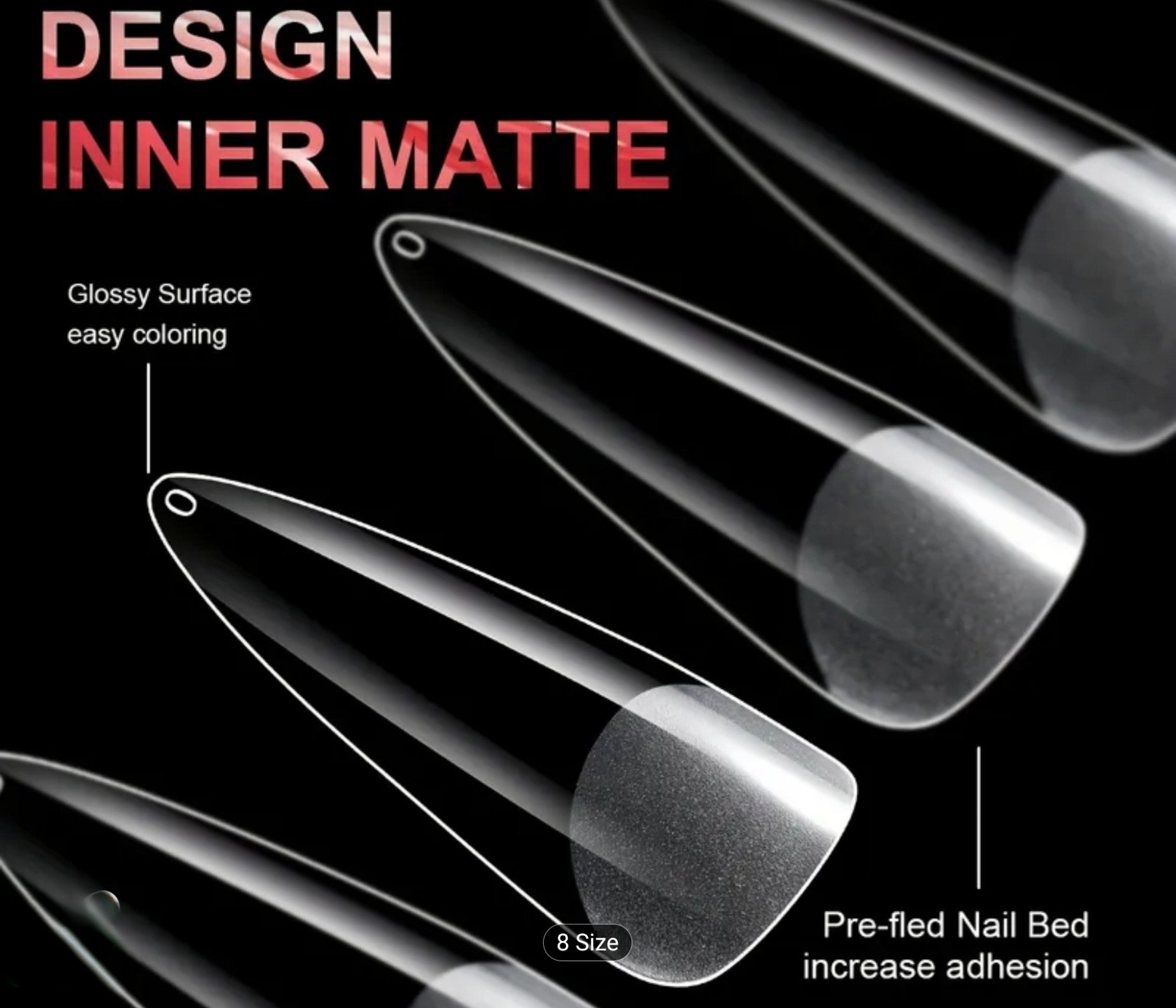 Soft Full Covered Gel Nails Tips Set Half Matte Finish 240 pieces