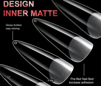 Soft Full Covered Gel Nails Tips Set Half Matte Finish 240 pieces