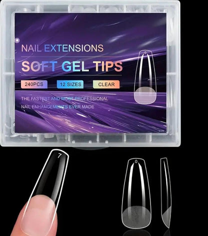 Soft Full Covered Gel Nails Tips Set Half Matte Finish 240 pieces