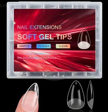 Soft Full Covered Gel Nails Tips Set Half Matte Finish 240 pieces