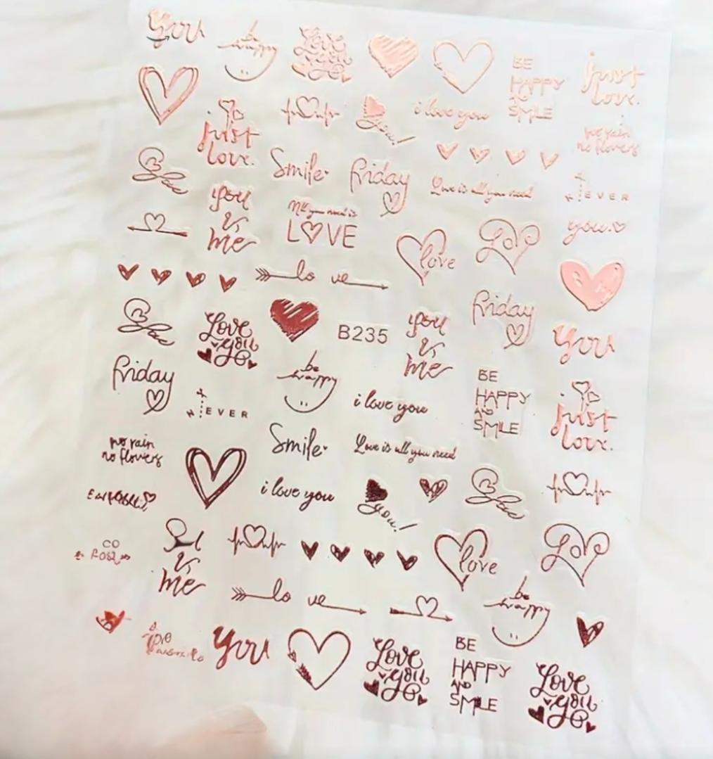 Heart Shaped Love Letter Nail Sticker