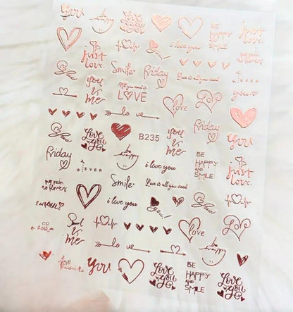 Heart Shaped Love Letter Nail Sticker