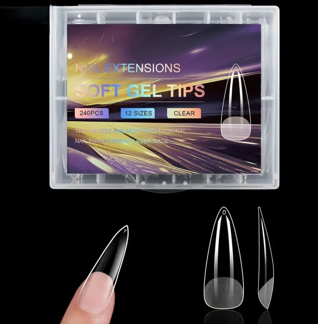 Soft Full Covered Gel Nails Tips Set Half Matte Finish 240 pieces