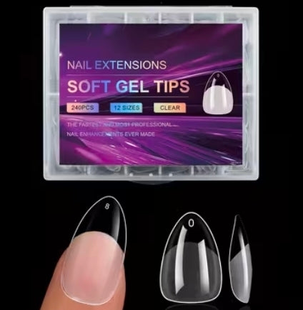 Soft Full Covered Gel Nails Tips Set Half Matte Finish 240 pieces