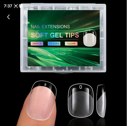 Soft Full Covered Gel Nails Tips Set Half Matte Finish 240 pieces