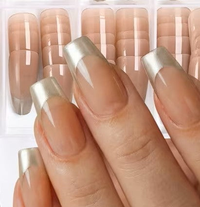 Med Ballet Chrome Nude Pink French Press-on Nail Set 20 - 24 pieces
